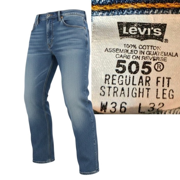 Levi Strauss Signature Other - Vintage‎ Levi  505 Regular Fit 90s Blue Denim Jeans Mens Size 34 x 32 1998